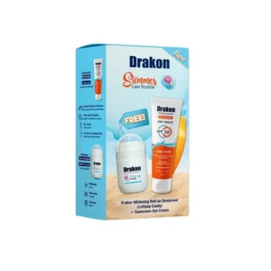 Drakon Sunscreen Gel-Cream 60gm + Whitening Roll-On Deodorant Lollipop Candy Promo Pack