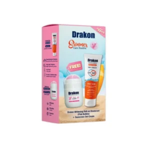 Drakon Whitening Roll-On Deodorant Pink Bubble + Sunscreen Gel Cream 60ml Promo Pack