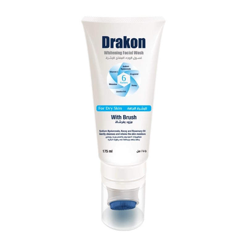 Drakon Facial Wash for Dry Skin with Silicone Brush - 175 ml